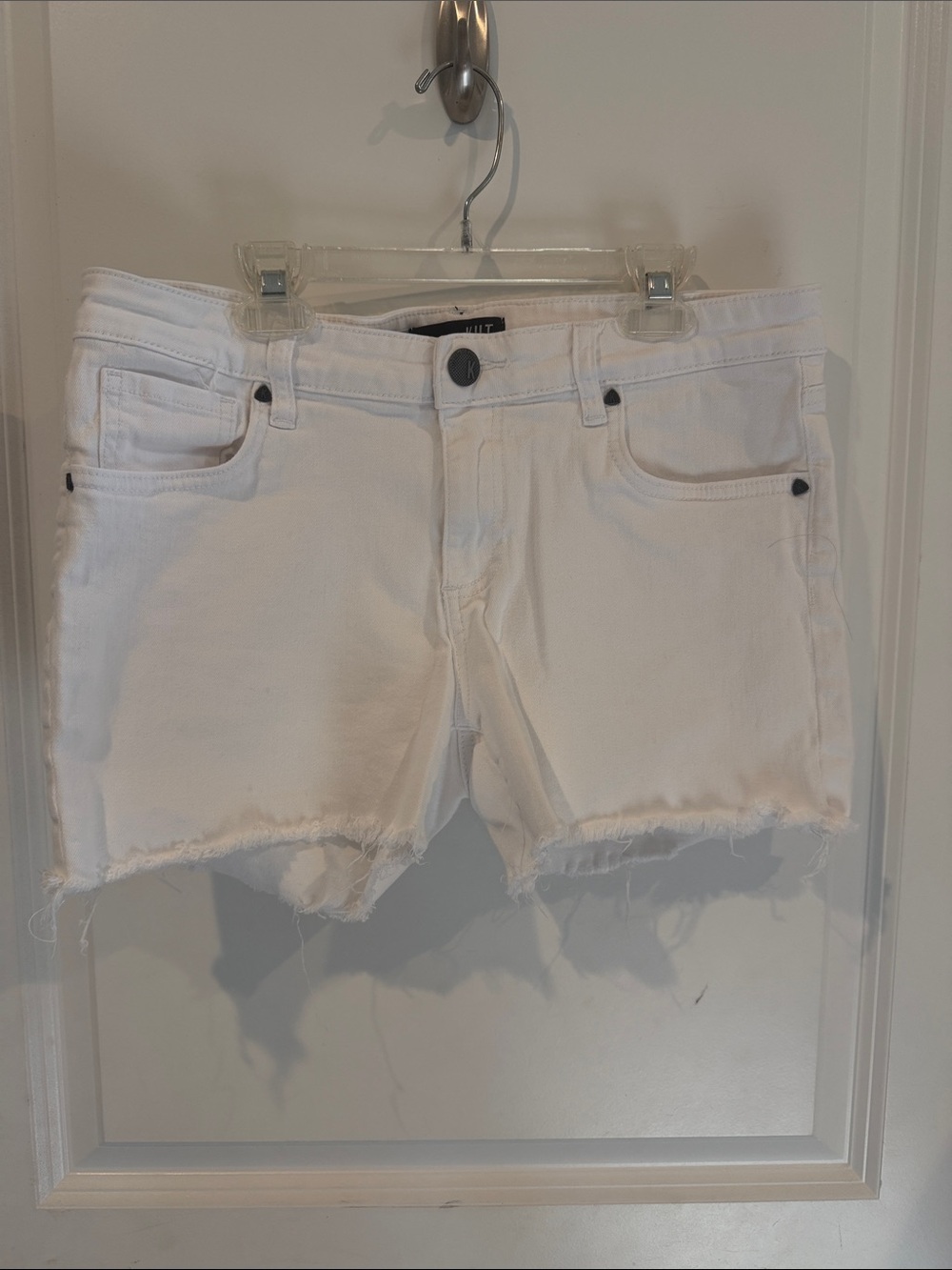 Kut from the Kloth White Distressed Denim Jean Shorts